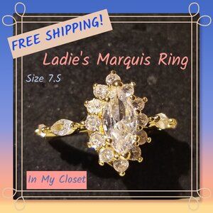 New!  14 kt. CZ, Marquis Cut Ring Size 7.5